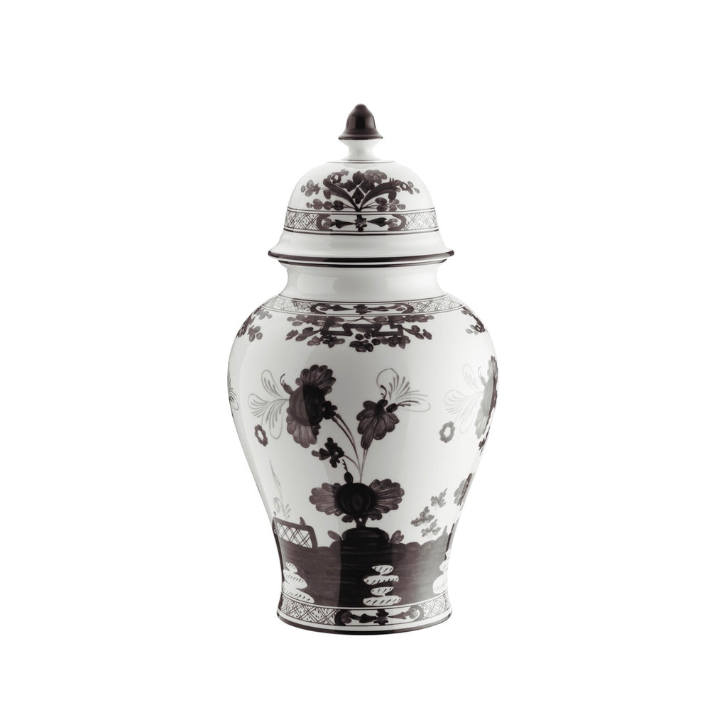 Oriente Italiano Large Potiche Vase With Cover in Albus