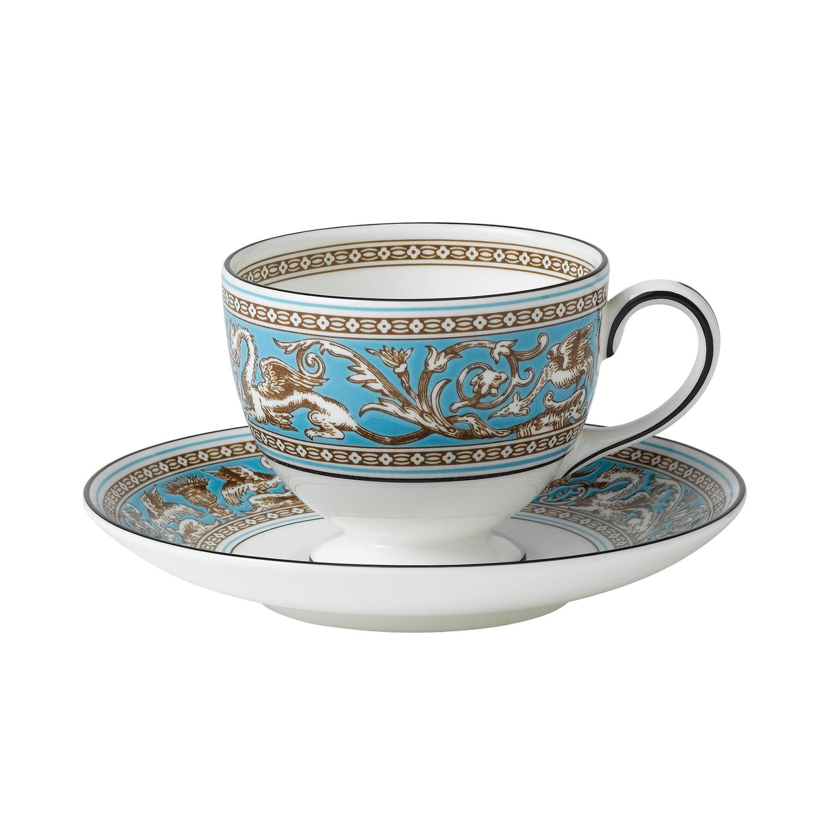 Florentine Turquoise Teacup & Saucer Set