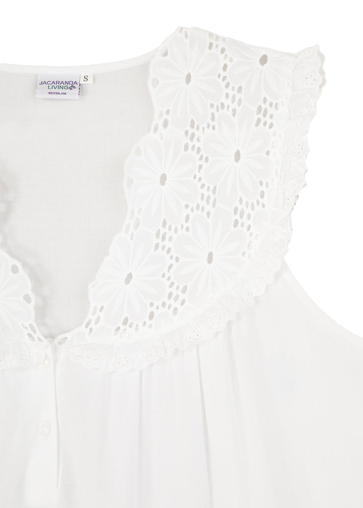 Eloise Nightgown with Eyelet Lace Bodice & Hem