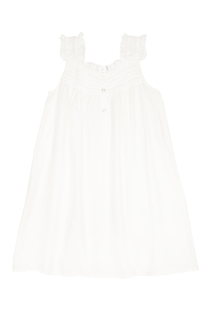 Jessie White Cotton Dress for Girls