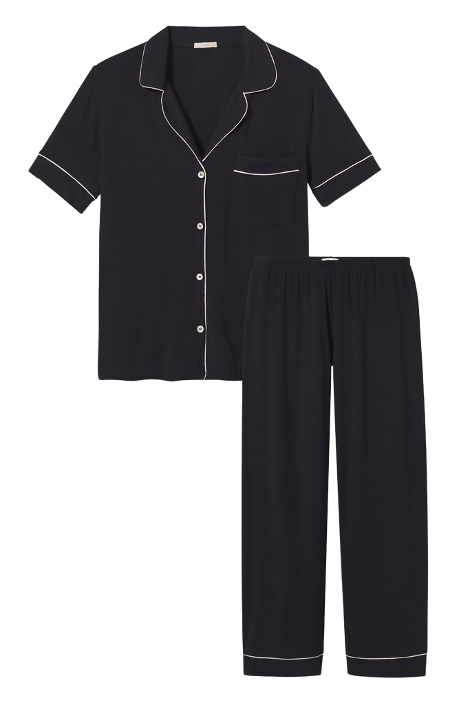 Gisele Short Sleeve Pant PJ Set in Black/Sorbet
