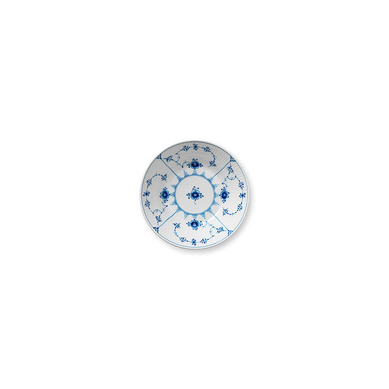 Blue Fluted Plain Dessert Bowl 6.75"