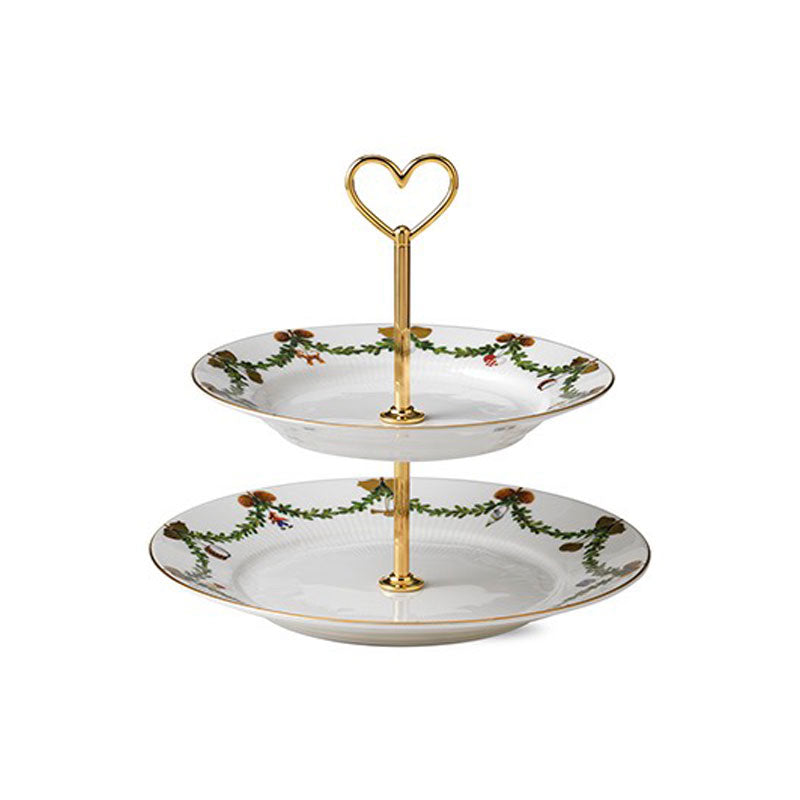 Star Fluted Christmas 2 Tier Etagere 9"