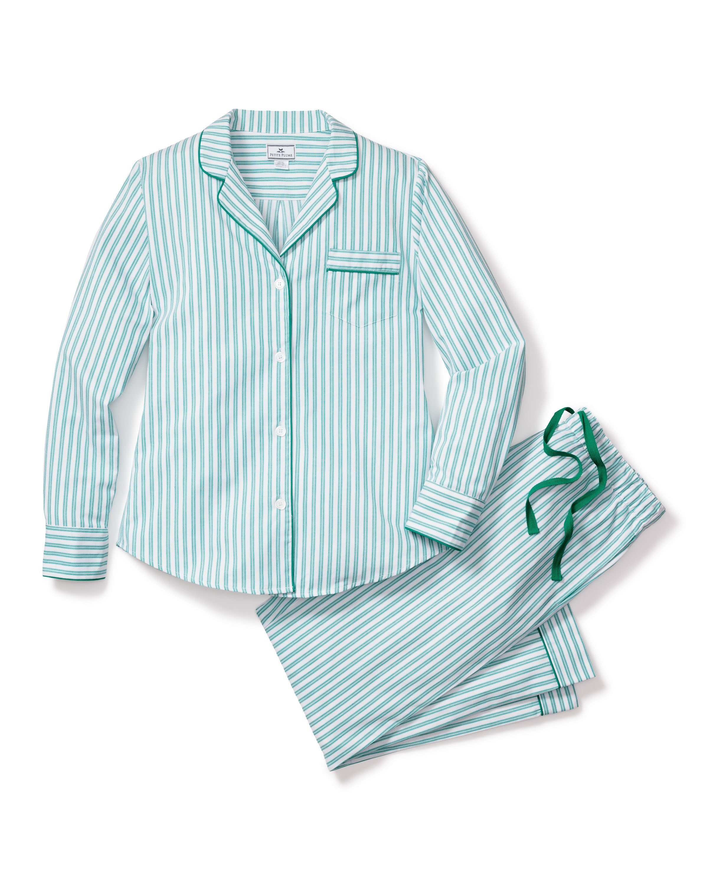 Women’s Emerald Ticking Pajama Set
