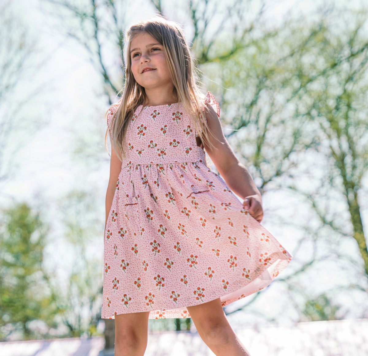 Girls Raspberry Red Pinafore Dress