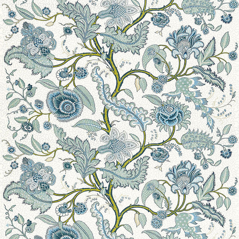Sinhala Linen Print Fabric in Sky