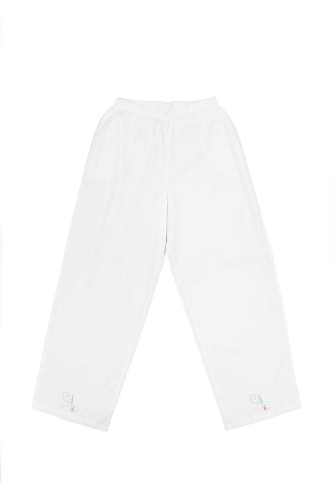 Christine White Cotton Long Sleeve Pajama Set