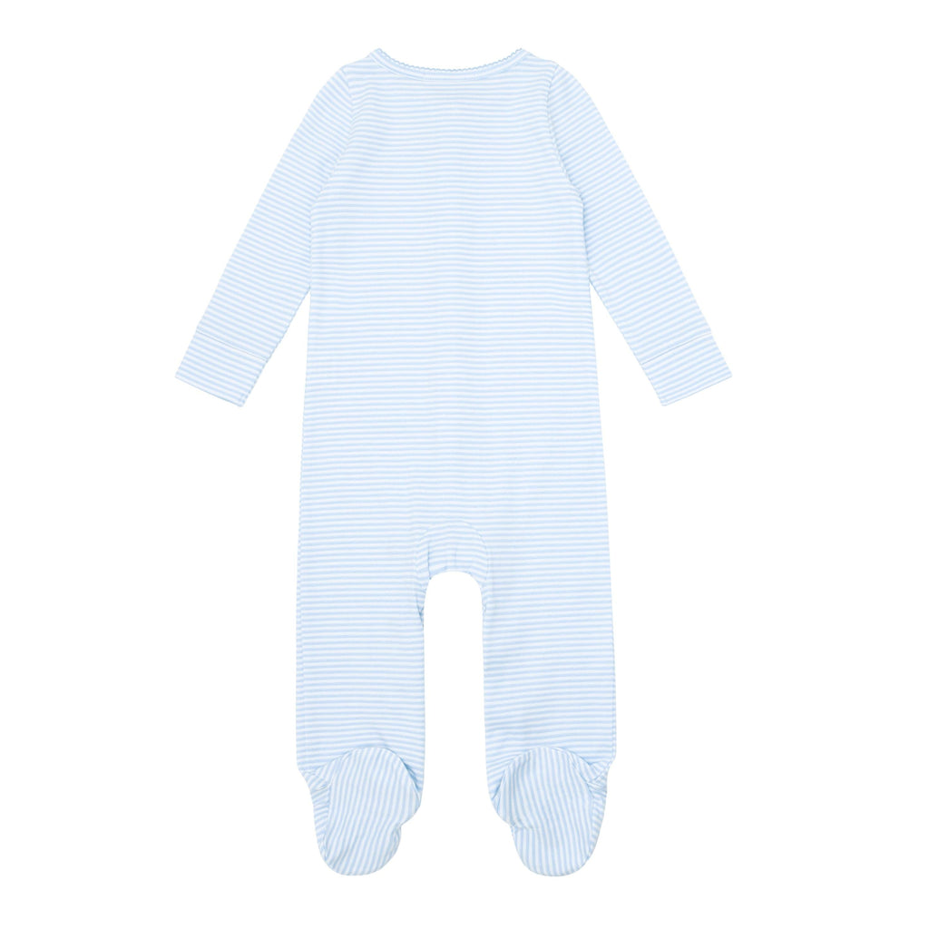 Unisex Powder Blue Stripe Pima Footie