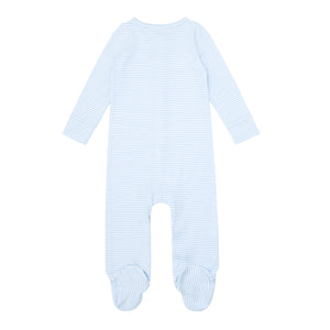 Unisex Powder Blue Stripe Pima Footie