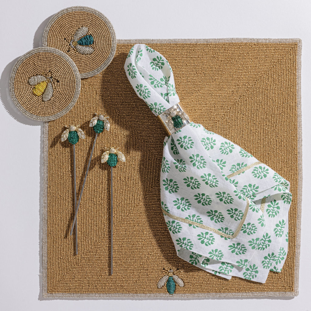 Sparkle Bee Sqaure Hand Beaded Placemat