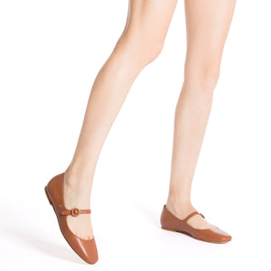 Blair Ballet Flat in Caramel Leather