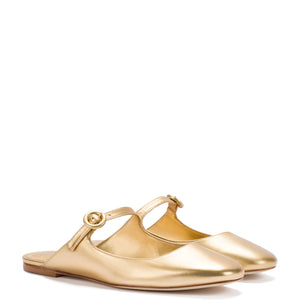 Blair Flat Mule in Gold Metallic Leather