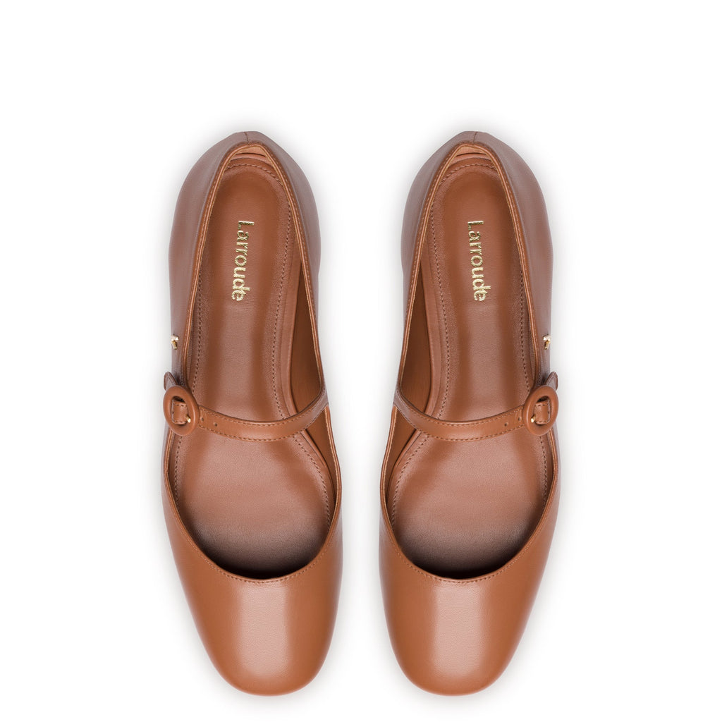 Blair Ballet Flat in Caramel Leather