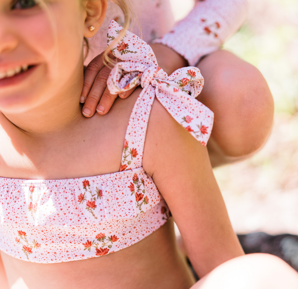 Girls Raspberry Red Bandeau Bikini