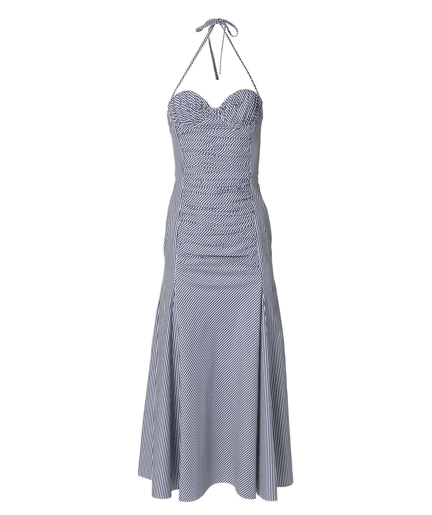 Halter Strap Bustier Striped Dress