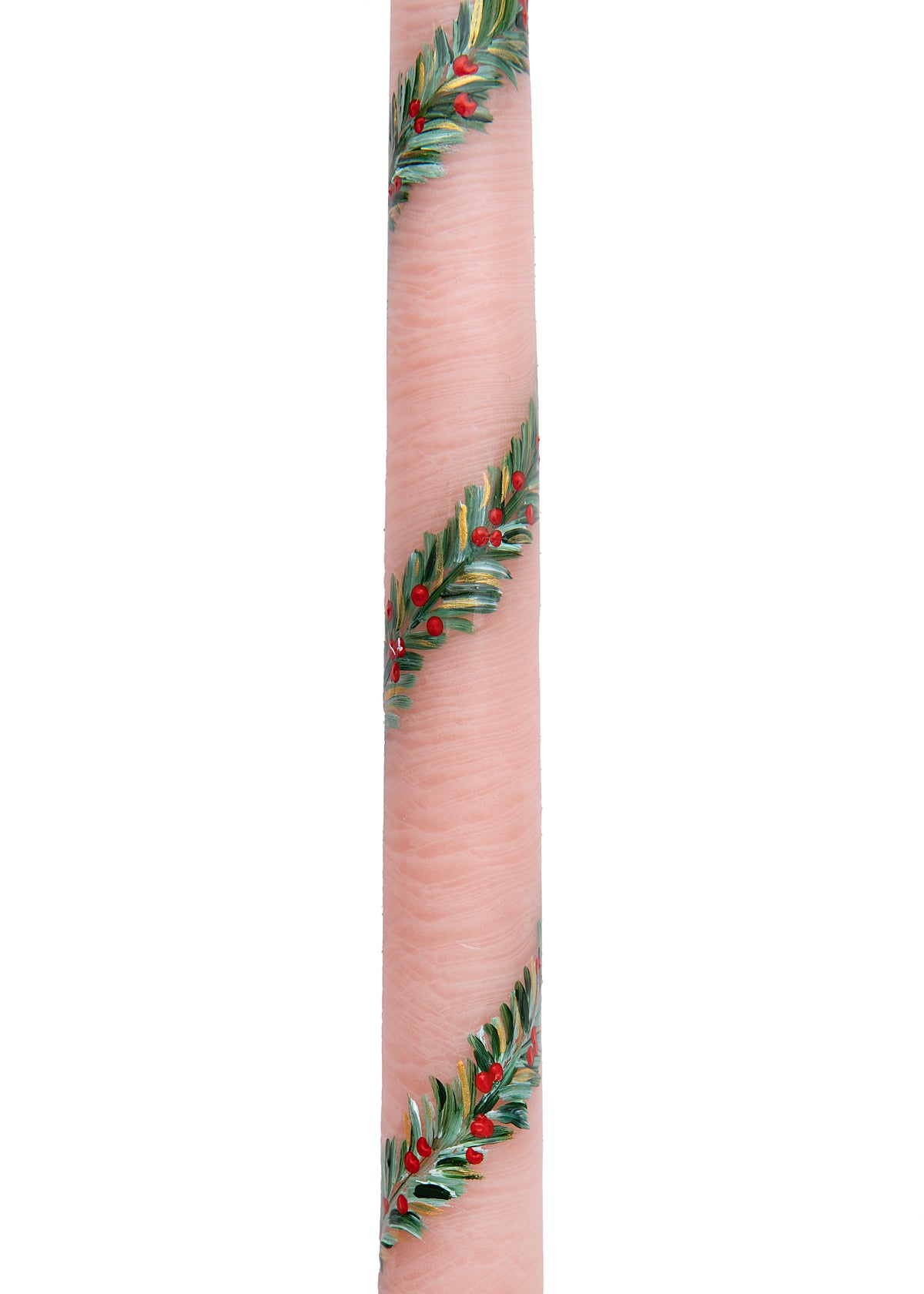 Pink Garland and Berry Hand-Painted Taper Candles, Set of Two