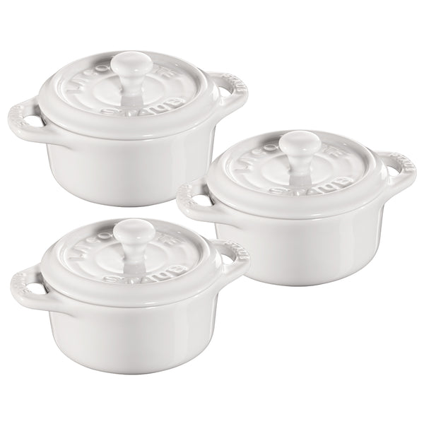 Staub Stoneware Mini Cocottes, Set of 3, 3 Colors