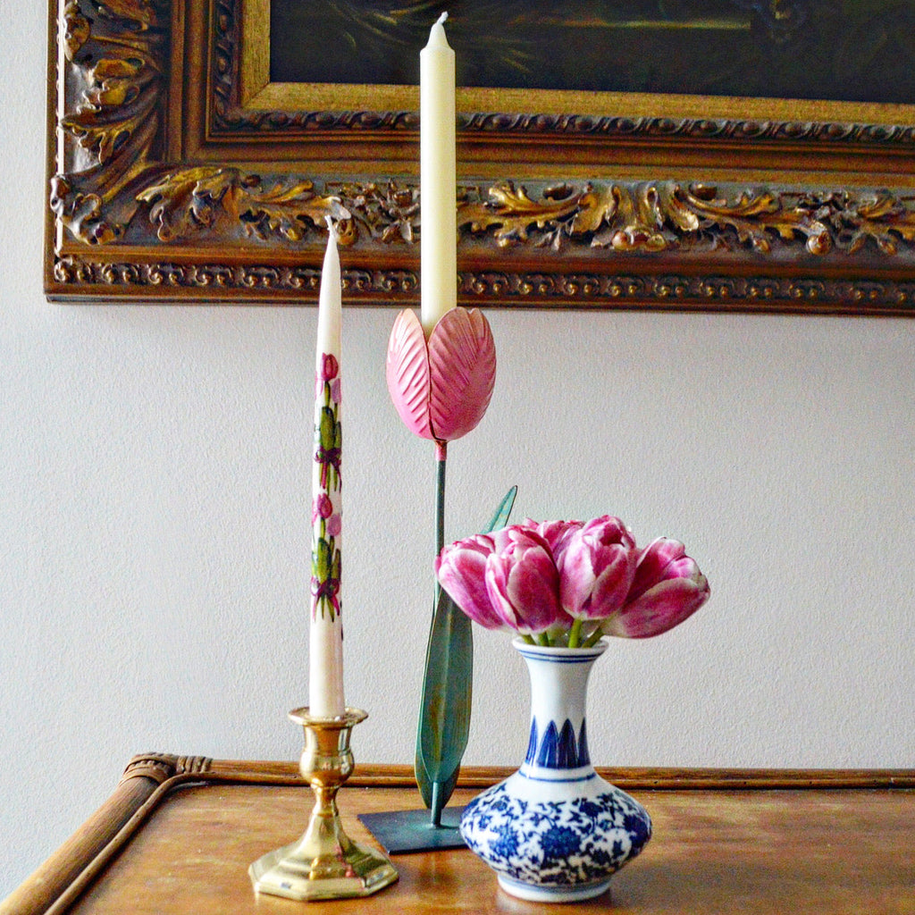 Tulip Candle Holder Green chintz Chefanie