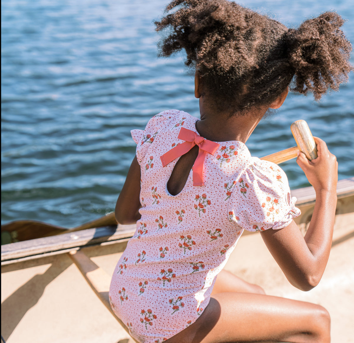 Girls Raspberry Red Puff Sleeve One Piece