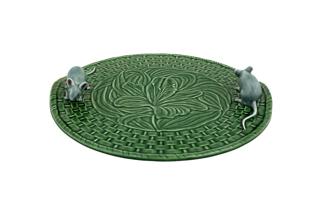Green Lily Cheese Tray with Natural Mouse