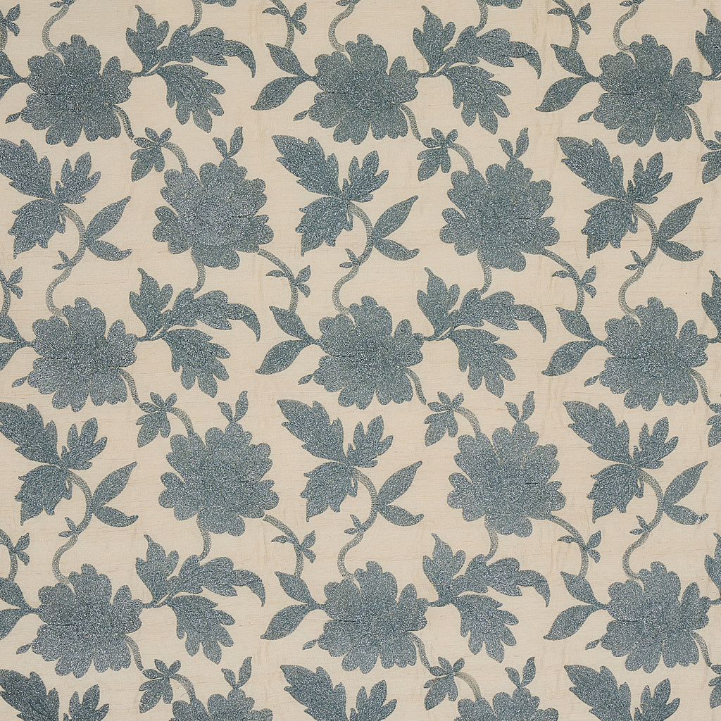 Moon Garden Embroidery Fabric in Blue