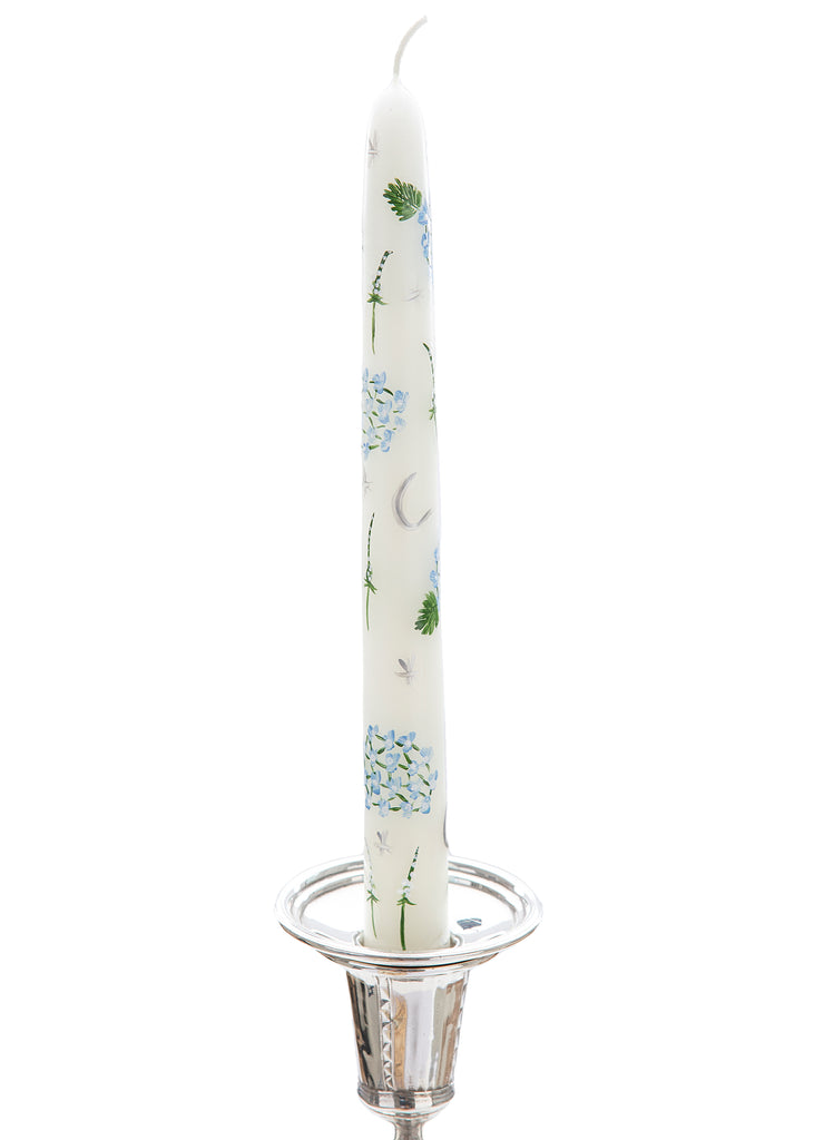 Ivory Evening Hydrangeas Hand-Painted Taper Candles, Set of Two