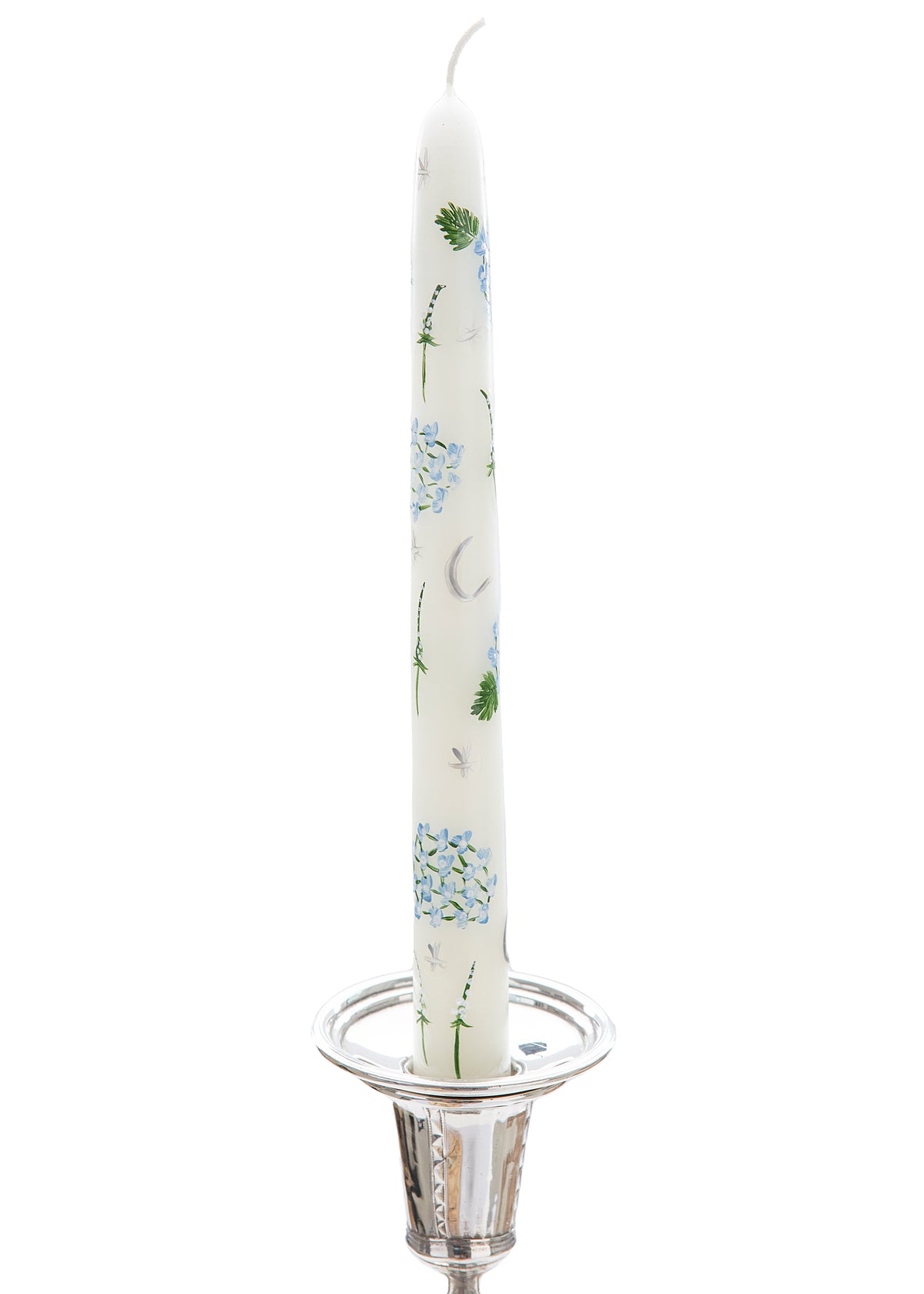 Ivory Evening Hydrangeas Hand-Painted Taper Candles, Set of Two