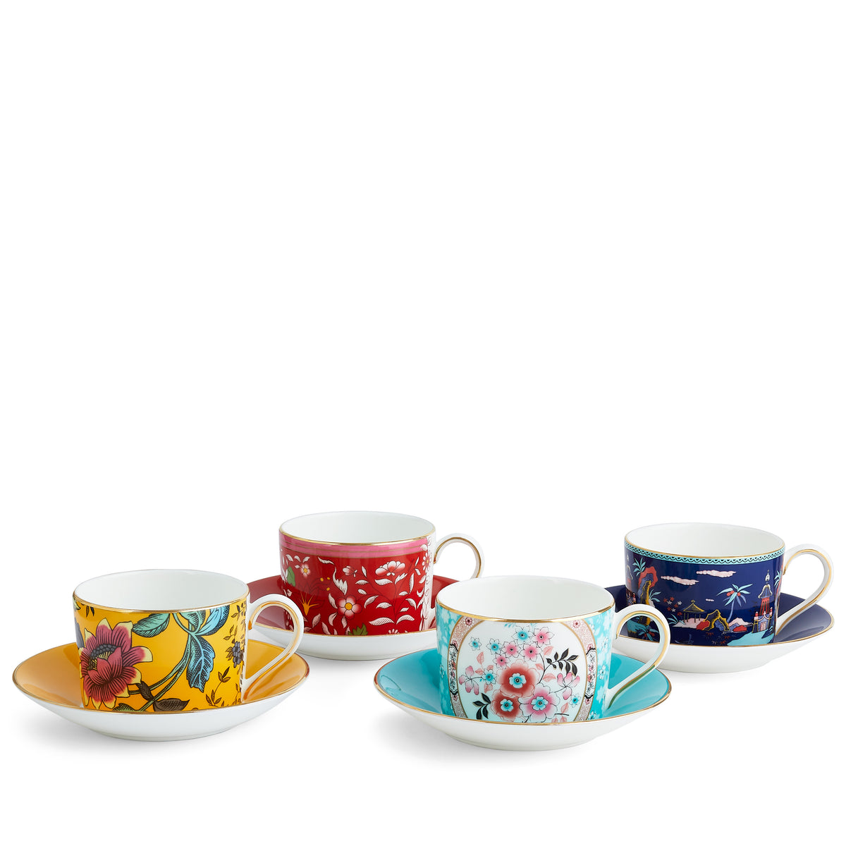 Wonderlust Teacup & Saucer, Set of 4