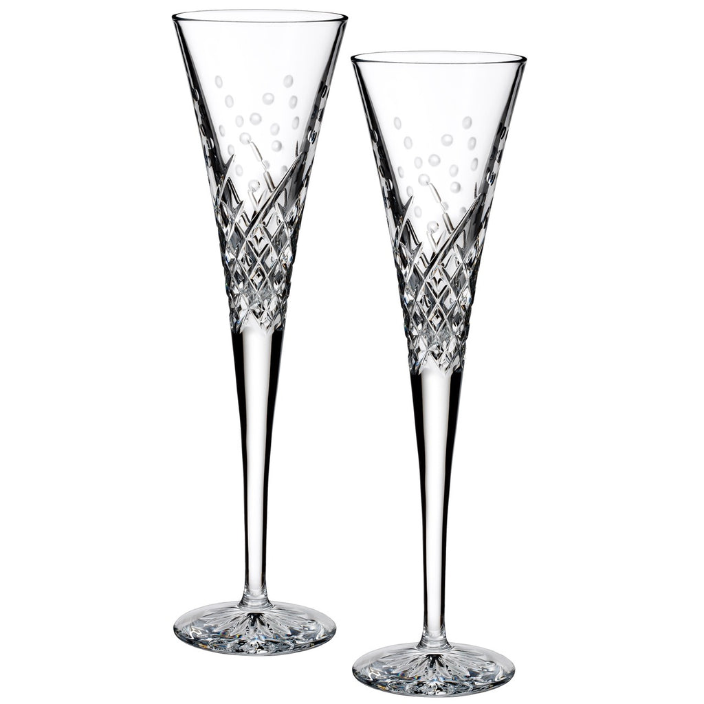 Waterford Wishes "Happy Celebrations" Toasting Flute, Pair
