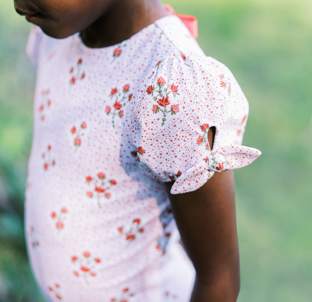 Girls Raspberry Red Puff Sleeve One Piece