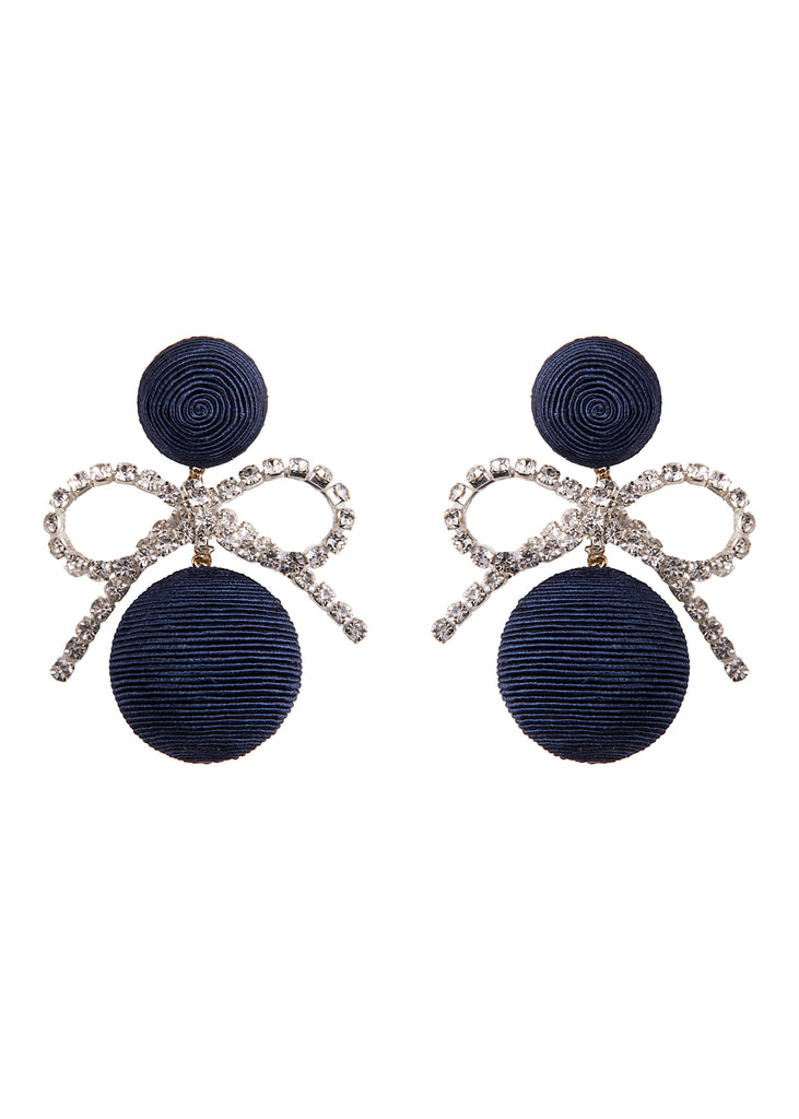Bon Bon Crystal Bow Earring in Navy