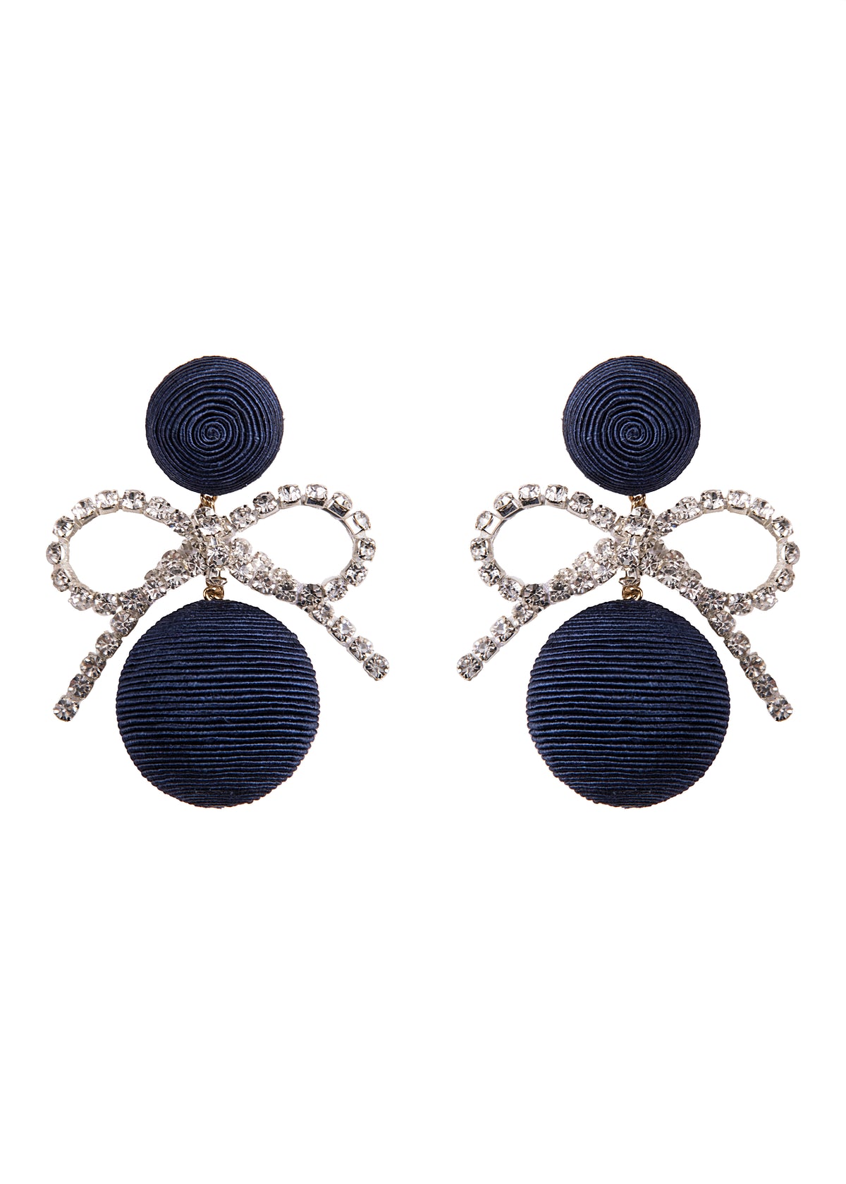 Bon Bon Crystal Bow Earring in Navy