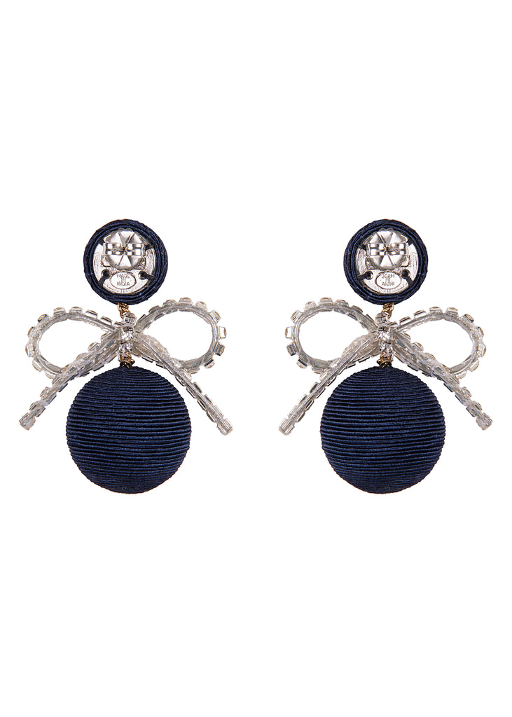 Bon Bon Crystal Bow Earring in Navy