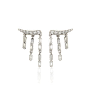 Diamond Baguette and Tassel Earrings