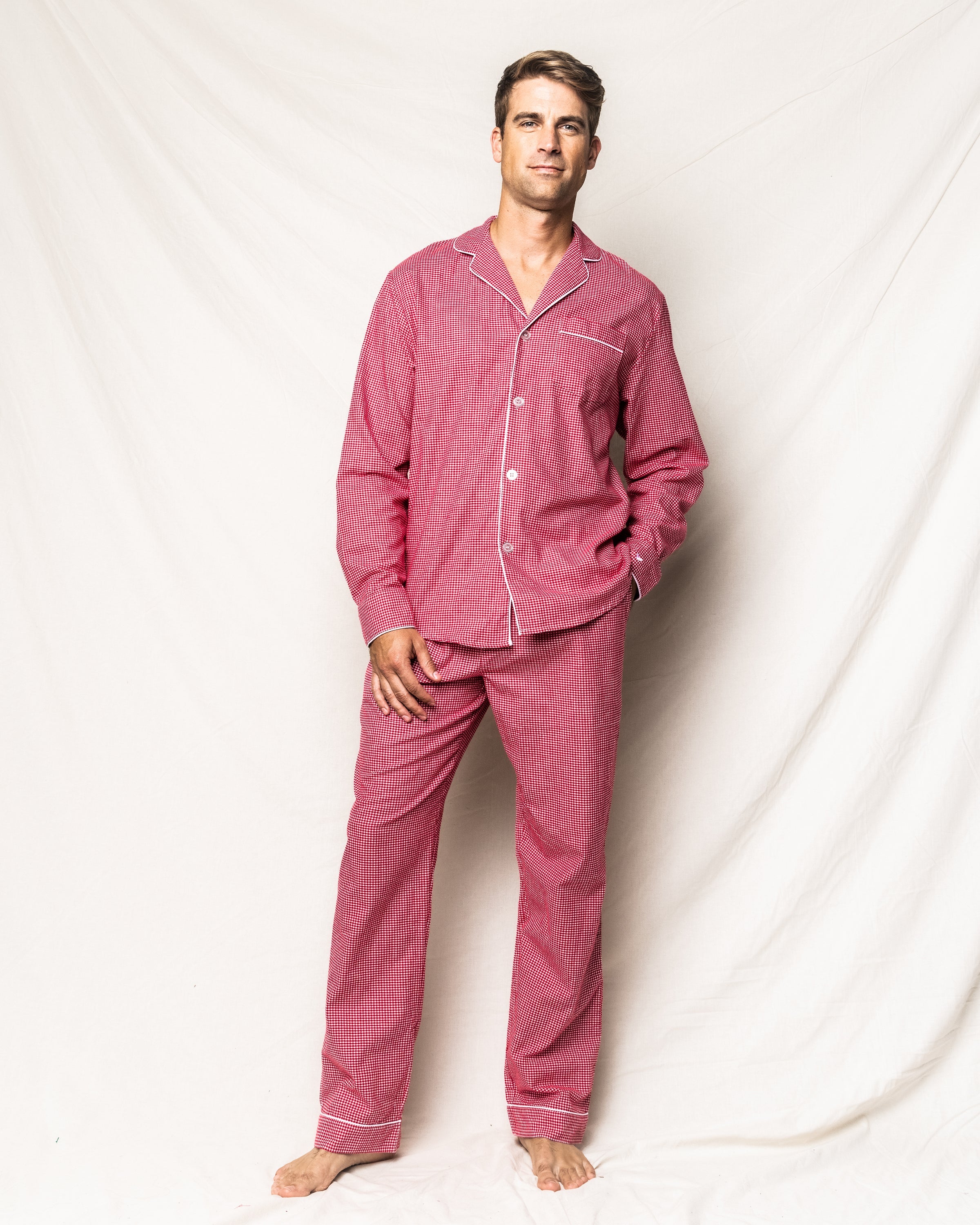 Men’s Red Mini Gingham Pajama Set