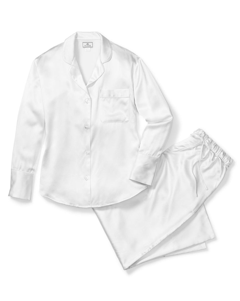 Women’s White Silk Pajama Set
