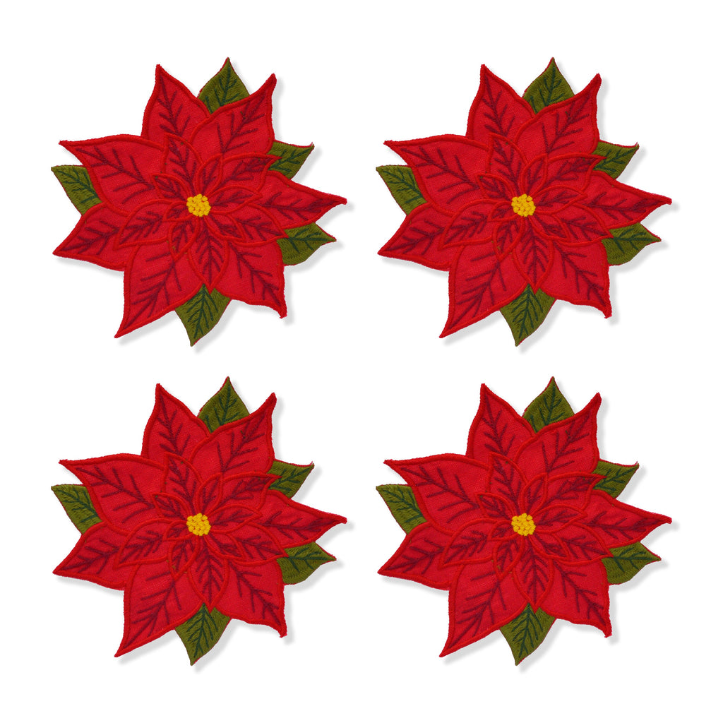 Poinsettia Cocktail Napkins (4) Christmas Trumpet Chefanie