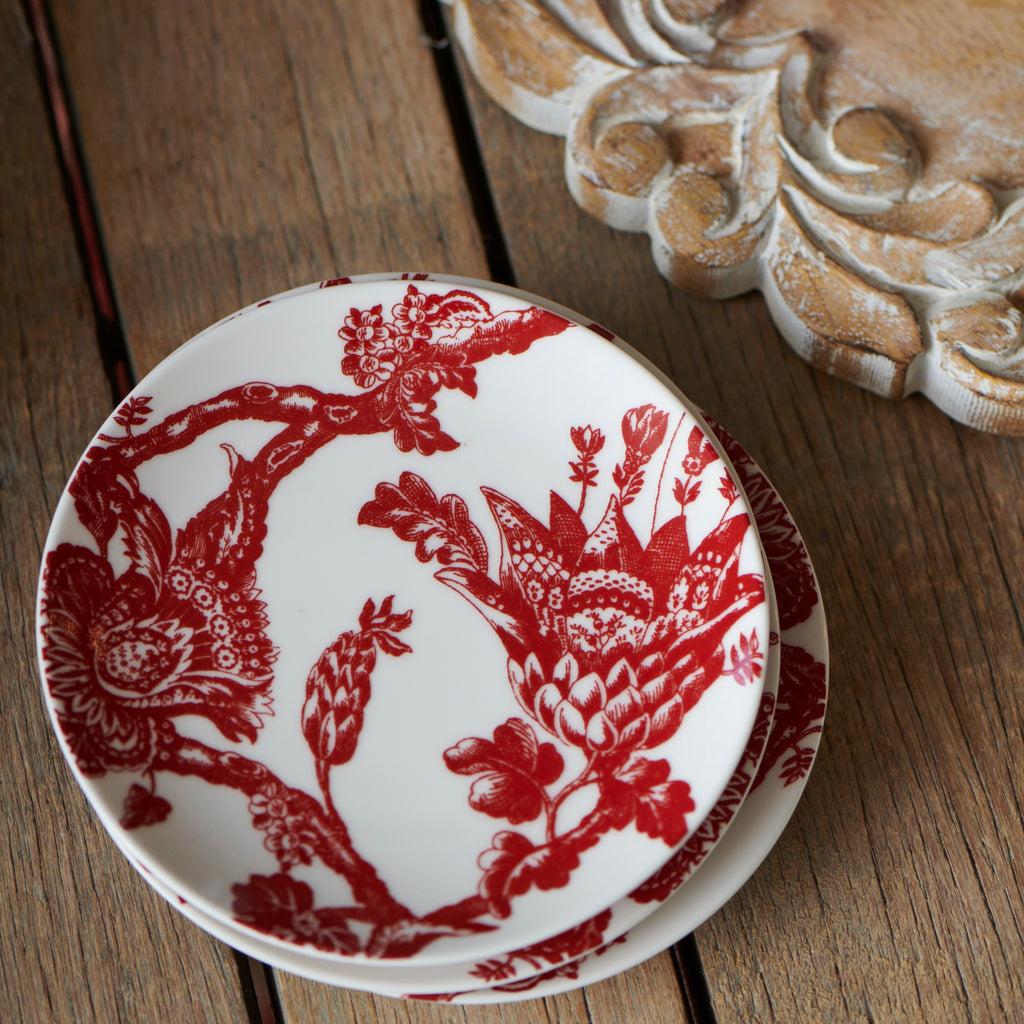 Arcadia Canape Plates in Crimson, Set of 4