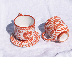 Casa Coral Mug with Hand-painted Designs