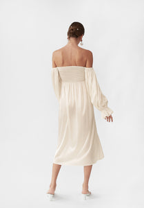 Atlanta Silk Dress in Pearl White