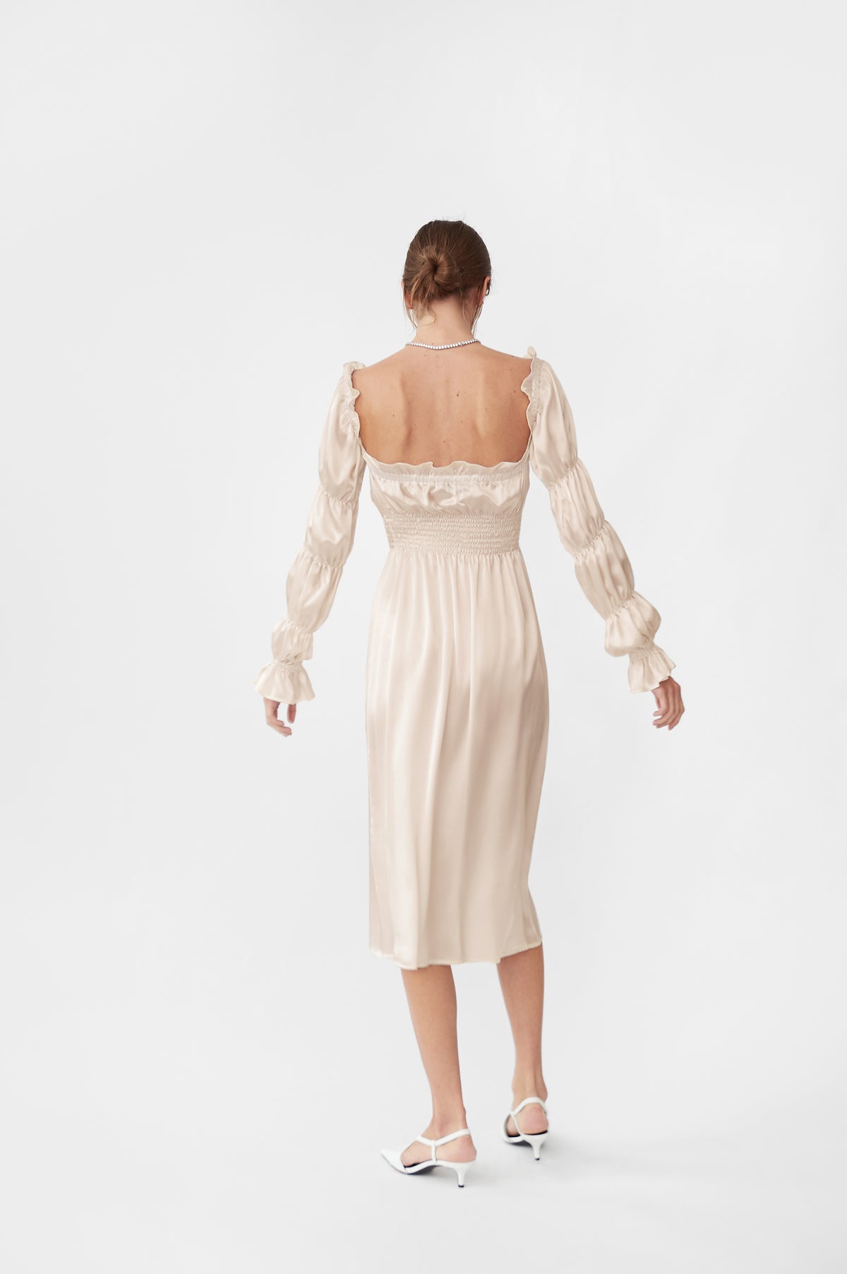 Atlanta Silk Dress in Pearl White