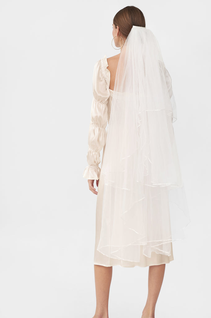 Michelin Silk Dress in Pearl White