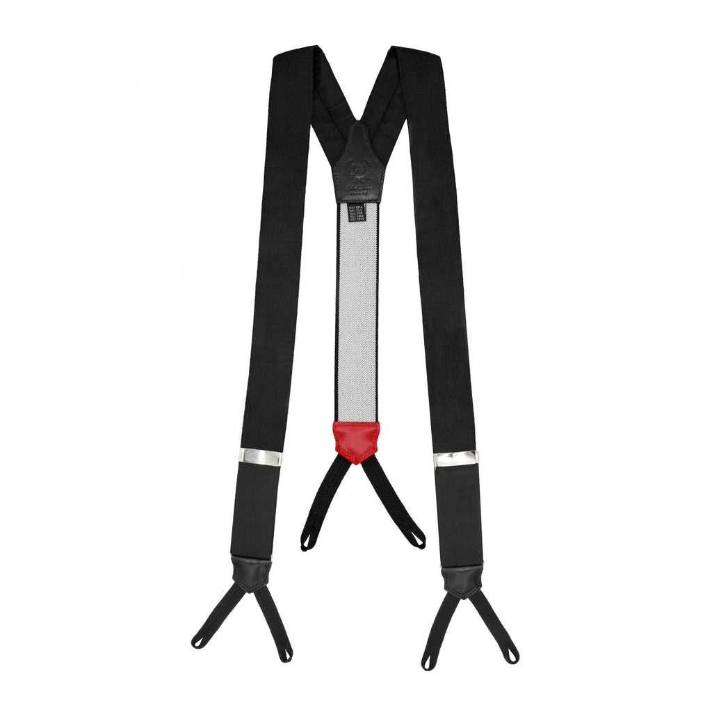 Black Silk and Leather Suspenders