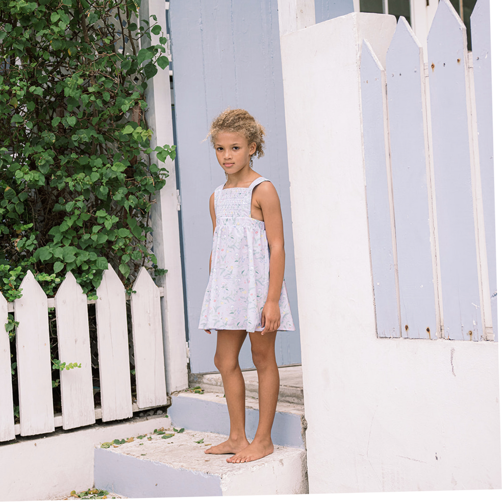 Girls Bay Lavender Smocked Bib Dress
