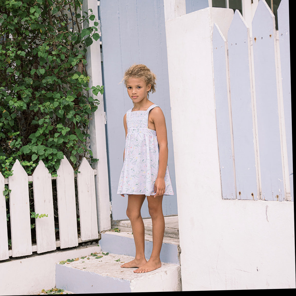 Girls Bay Lavender Smocked Bib Dress