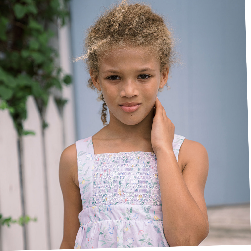 Girls Bay Lavender Smocked Bib Dress