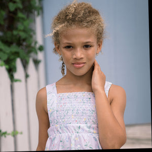 Girls Bay Lavender Smocked Bib Dress