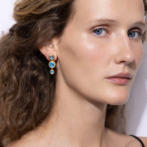 Catherine Round 3-Drop Earrings in Sky