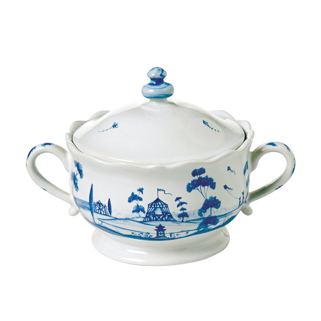 Country Estate Delft Blue Sugar Pot Main House