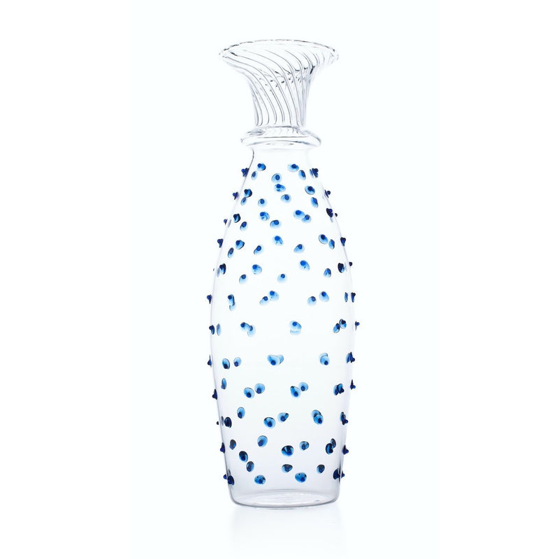 Issy Granger Blue Spotty Glass Carafe, Glass Jug  Edit alt text